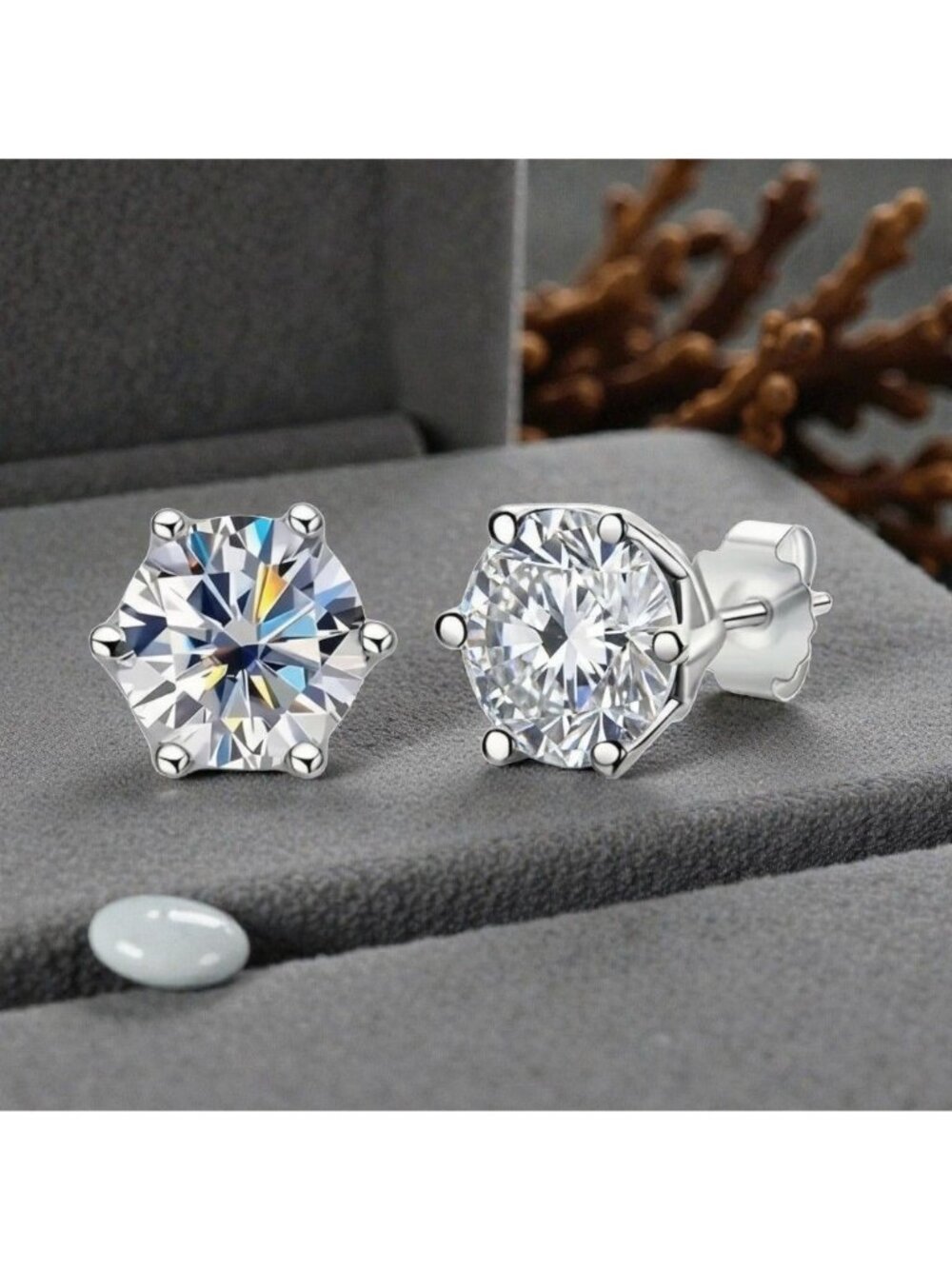 Moissanite Stud Earrings 1 Carat Round Brilliant Cut 925 Sterling Silver NWOT